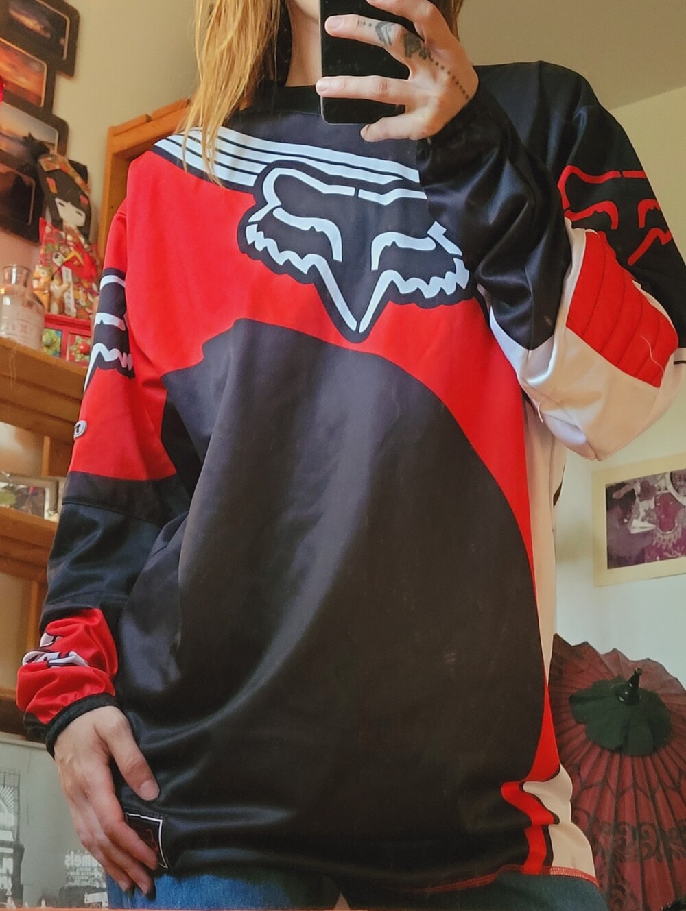 Fox Racing Motocross Bmx Y2k Long Sleeve Men's Jersey in Red, Black, White - M